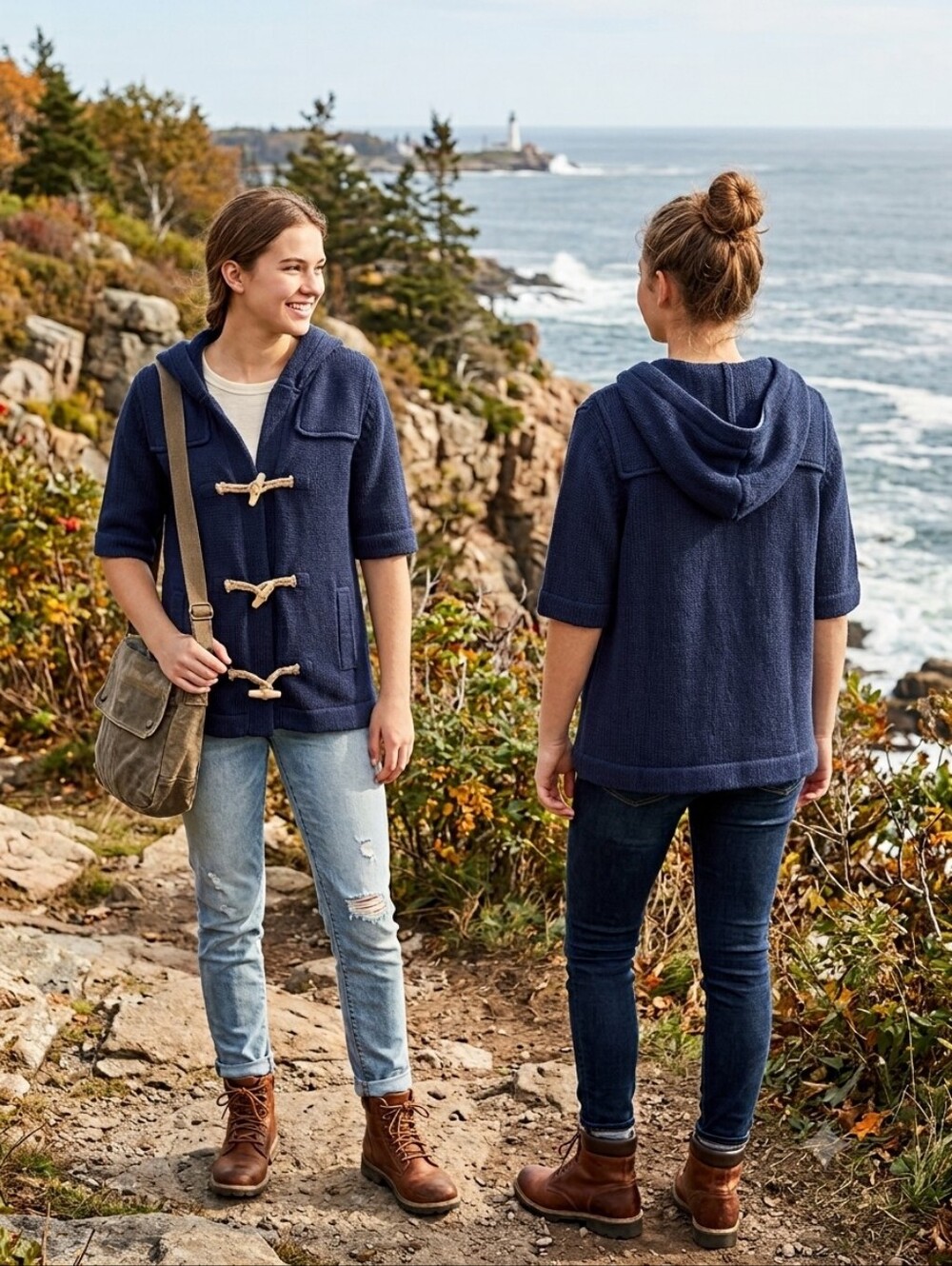 LAUREN Jeans Company nautical inspired navy hooded sweater,size small